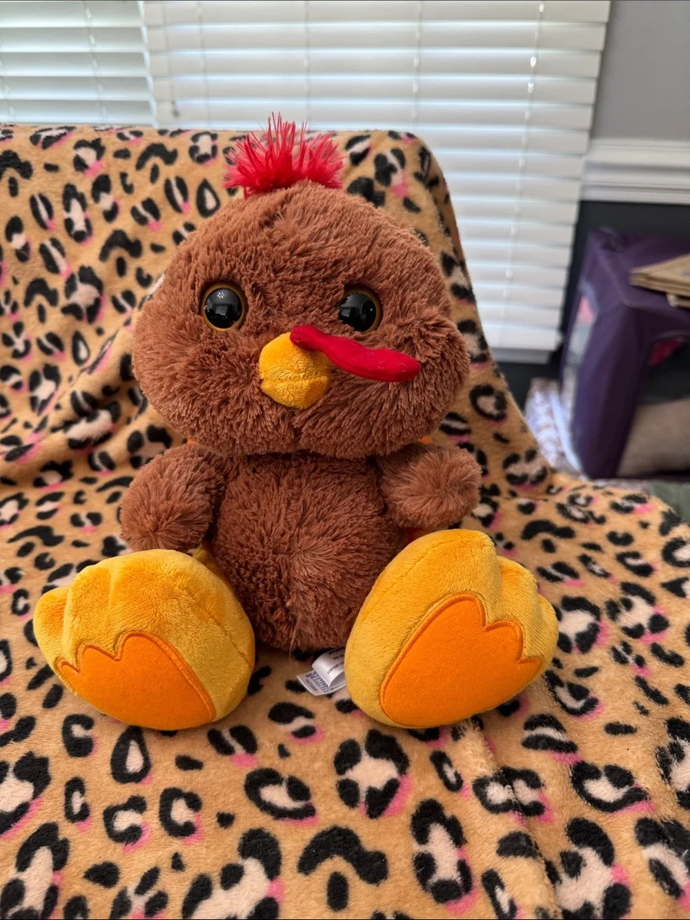 Plush Brown Chick Stuffed Animal - Soft Orange Feet